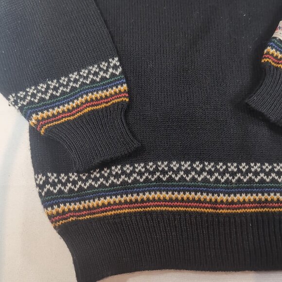 Dale of Norway 1/4 Clasp Norway Nordic L Wool Sweater Long Black Multi Fair Isle - Picture 8 of 16